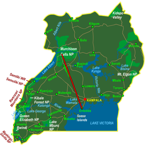 Map Murchison Falls National Park - Fly In (4 days)